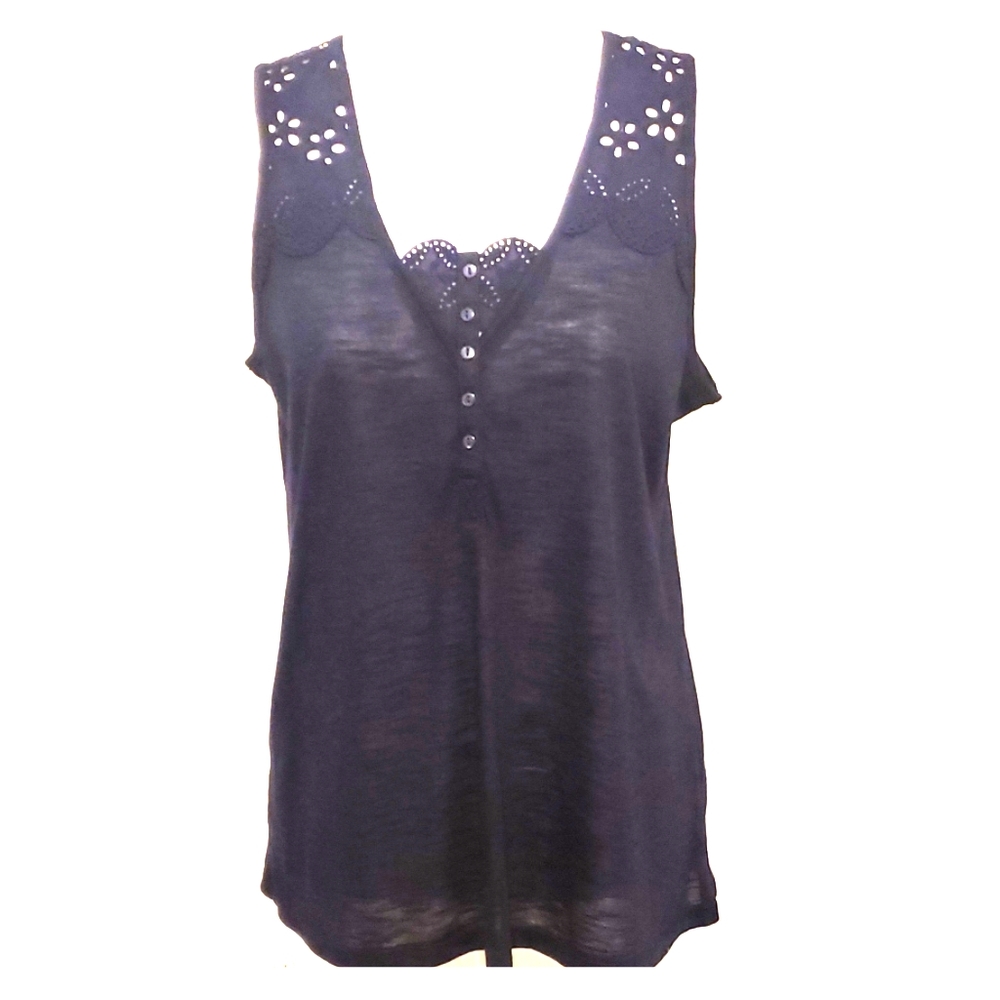 Lace Trimmed navy verve ami tank